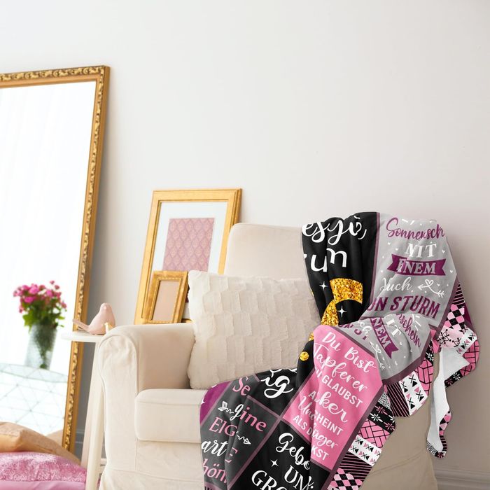 80th Birthday Blanket - Soft Flannel Throw - 130x150cm Pink