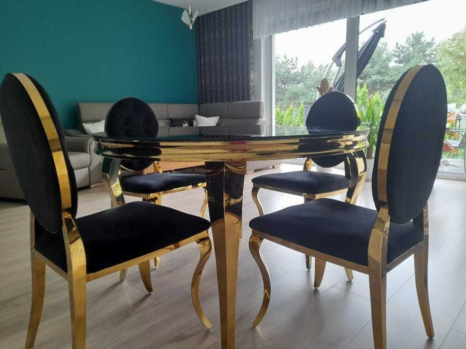 Stół 120 cm z 6 krzesłami GLAMOUR