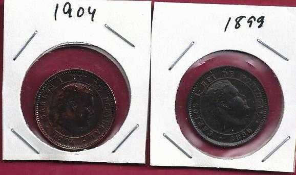 Monarquia 2  Moedas de  D.Carlos I   5 Reis  1899 e 1904