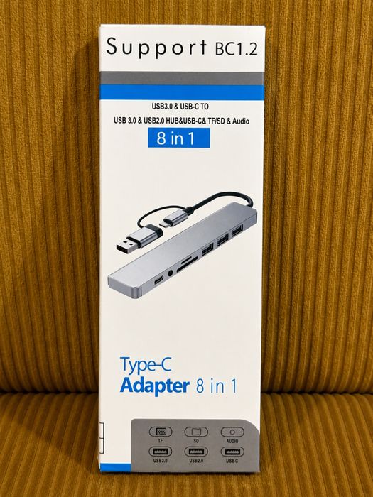 Hub USB-C 8w1 Adapter USB 3.0 hdmi SD tf Audio