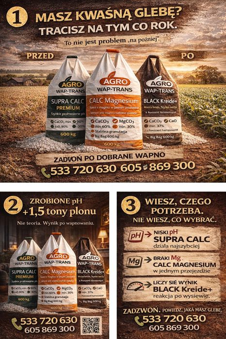 Wapno granulowane kredowe wapno magnezowe czarna kreda granulowana