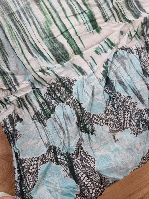 Beżowo-zielona sukienka boho z dzianinową górą – Rozmiar S/M