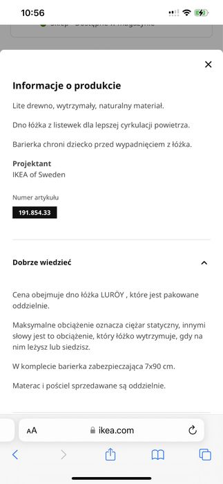 łóżko IKEA SNIGLAR dla dzieci