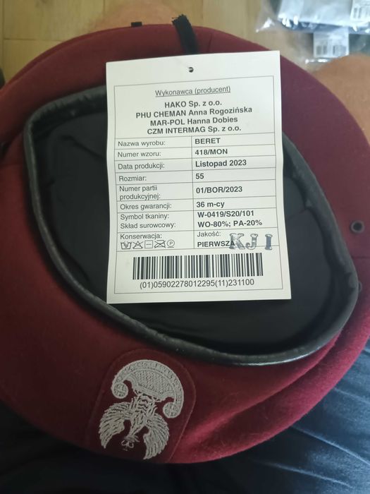 Beret bordowy wojsk powietrznodesantowych wzór 418/mon rozmiar 55