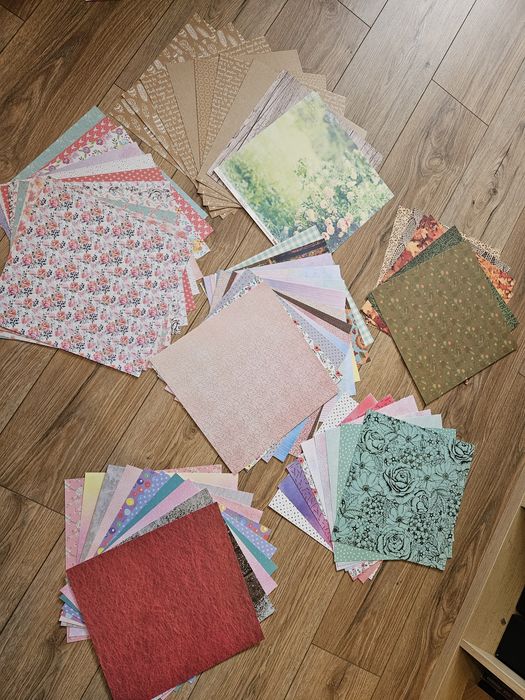 Duży zestaw kolorowe tła dekoracyjne 30x30 jednostronne diy scrapbooki