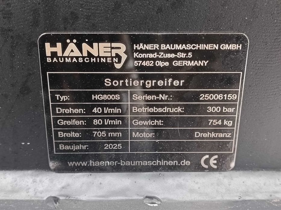 Nowy chwytak wyburzeniowy sortujący obrotowy Haner HG800S waga 750kg