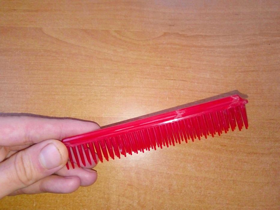Grzebień do włosów potrójny grzebyk czerwony 13,5cm PRL