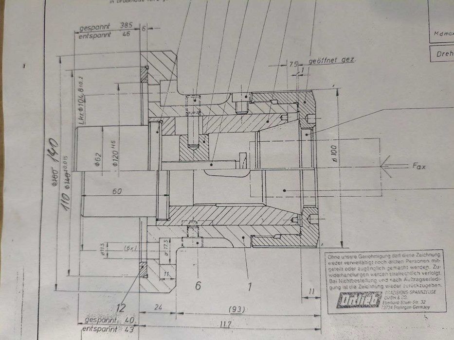 Цанговий патрон токарний під затискну цангу 173Е DIN 6343