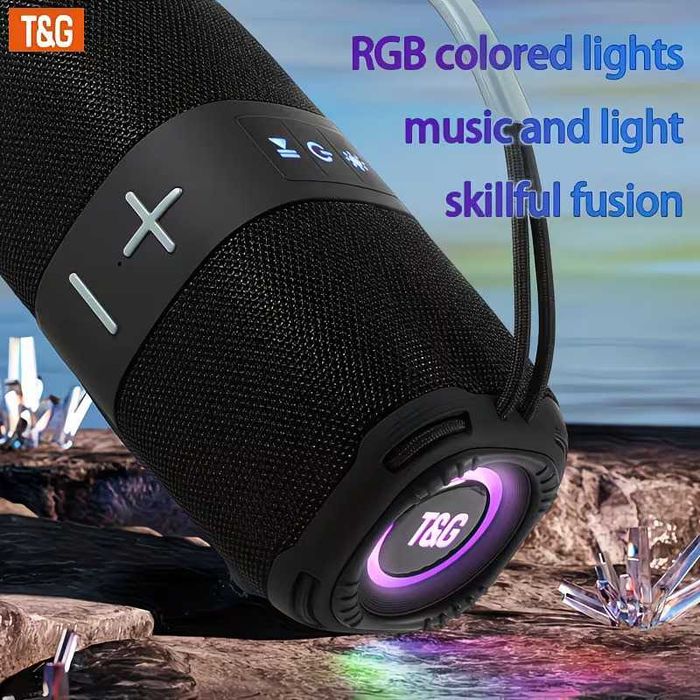 TG668 Coluna Bluetooth Portátil LED TWS FM USB TF 1500mAh