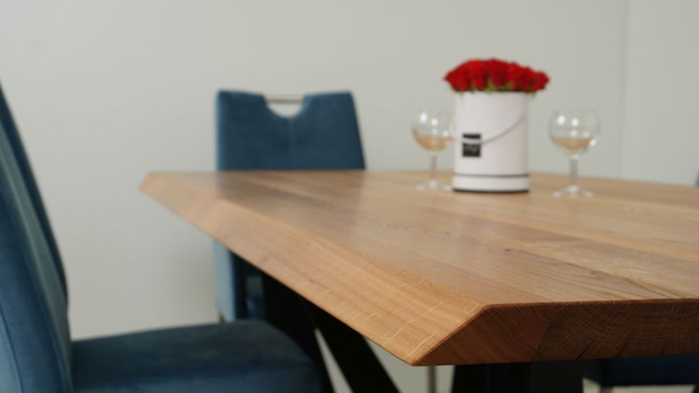 Stół noga metalowa + Lite drewno dębowe loft