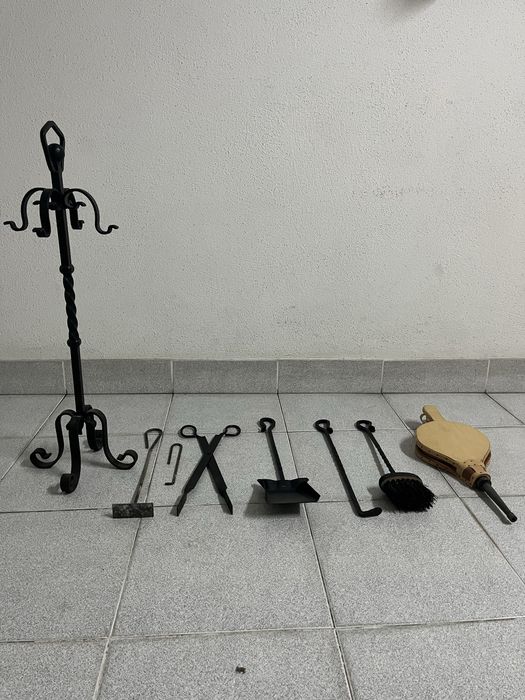 Conjunto Lareira Completo + Fole | Ferro Forjado | Excelente Estado
