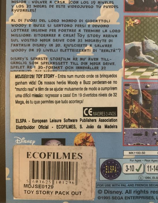 Mega Drive Toy Story com manuais