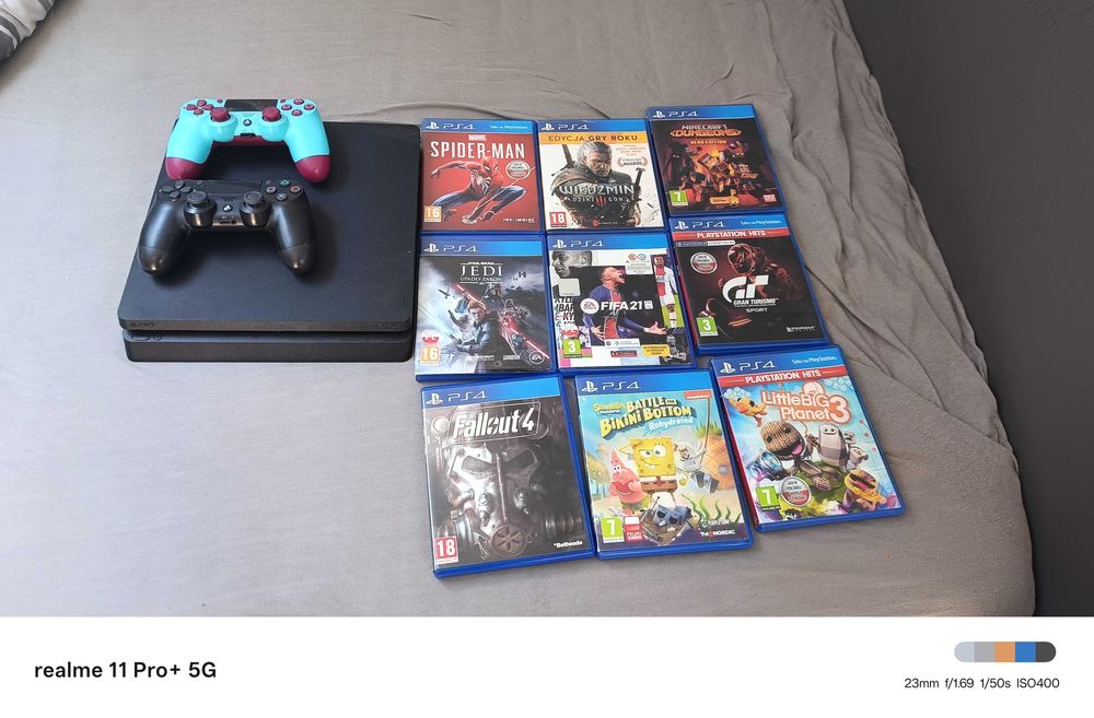 PS4 SLIM | 2 PADY | 9 giER - MEga-ZEStaw PREZENTOWY! Spider-Man, Wiedźmin GOTY! OKAZJA!