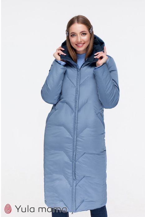 Зимове пальто-пуховик для вагітних сине/блакитне