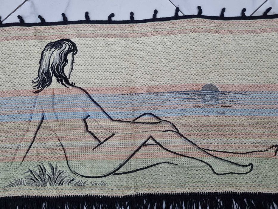 Панно винтажное Купальщица, гобелен шерсть,ГДР. 1970-е.