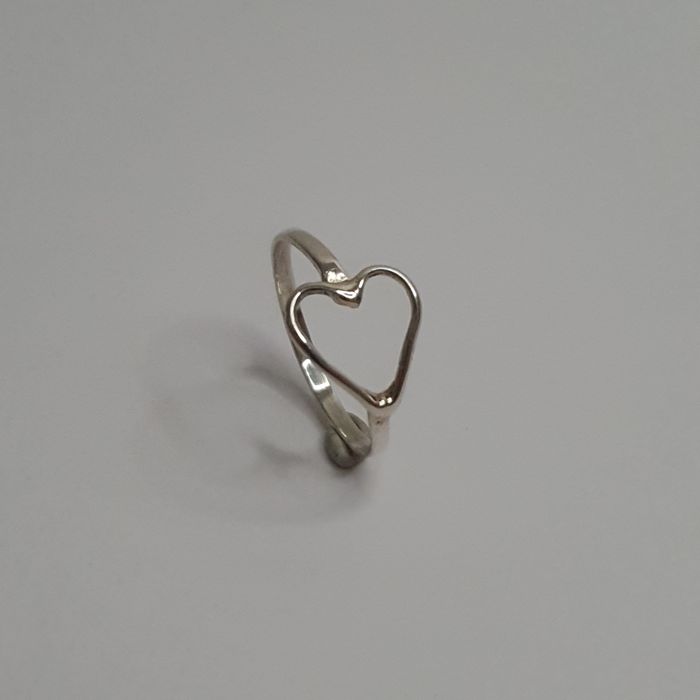 Anel Prata Coração Artesanal N°15