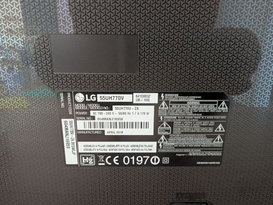 TV LG 55UH770V (avariada)