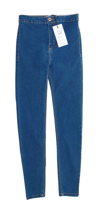 Bawełniane granatowe spodnie jeansowe BERSHKA, R. 36