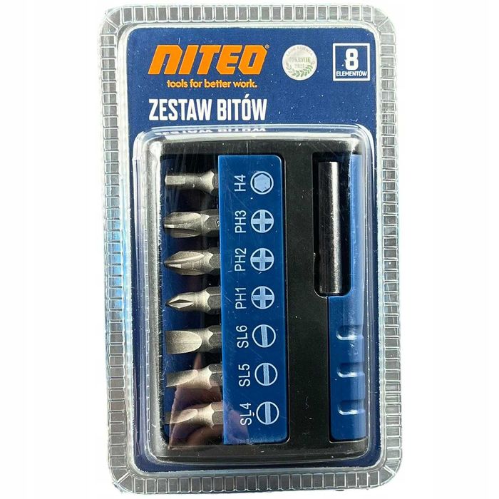 Zestaw bitów do wkrętarki, końcówki Niteo 8 el.