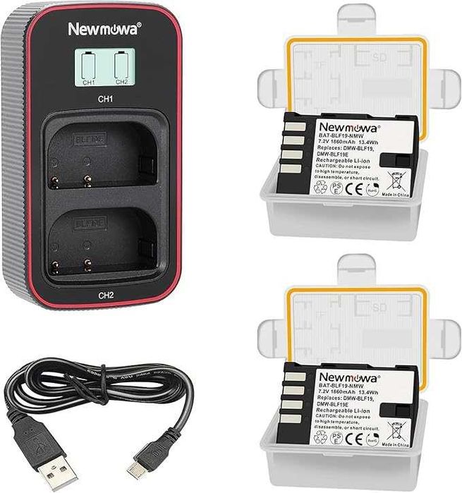 Аккумулятор Newmowa DMW-BLF19 DMW-BLF19E 2 шт З зарядним