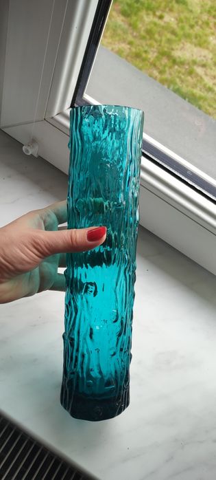 Wazon turkusowy lazurowy pieniek PRL