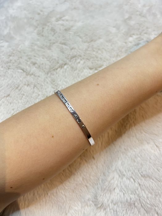 Bransoletka Equilibrium stal nierdzewna posrebrzana grawerowana 32