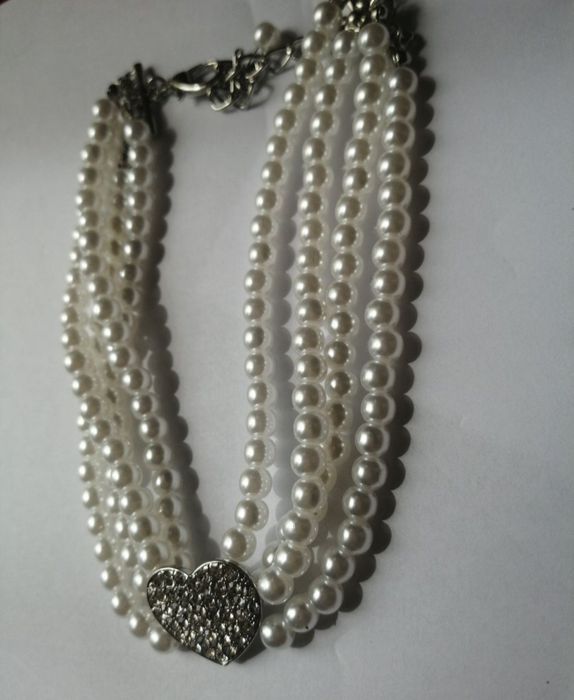 Obroża obróżka dla psa kota 32cm cyrkonie perły