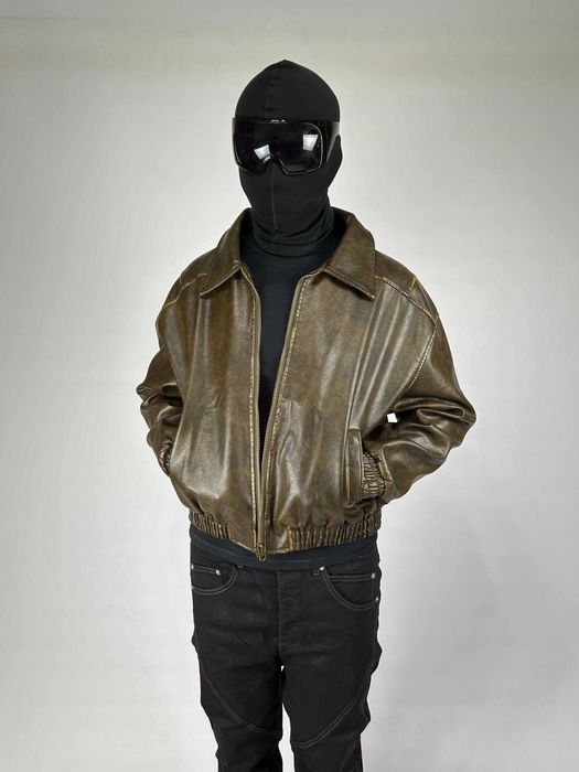 Бомбер коричневий куртка курточка opium archive jacket шкіряна