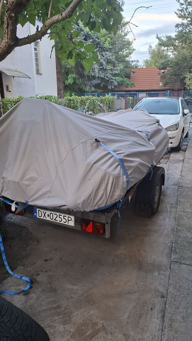Ponton z silnikiem,pełnym osprzętem,przyczepką niskopodlogową,Opis/Polecam!