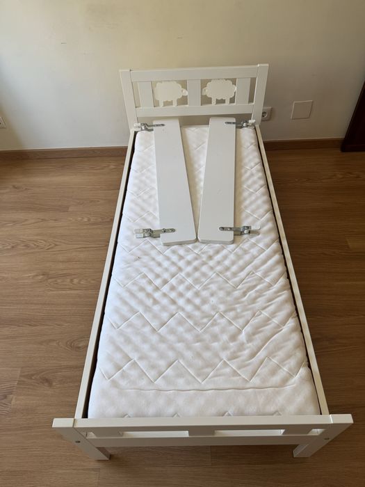 Cama criança com colchão estrado e grades