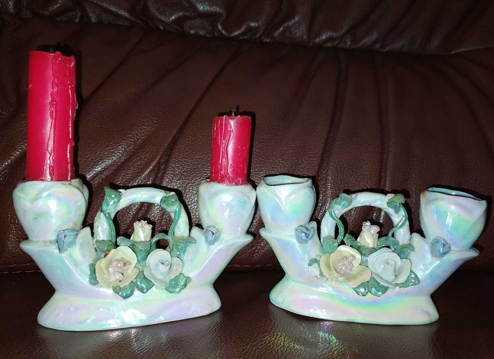 Подсвечник,Фарфор,подсвечники с цветами. Румыния