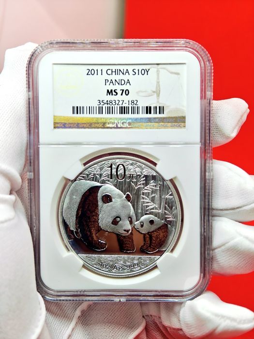 Панда 2011 рік Китай. СРІБЛО . СЛАБ NGS MS70