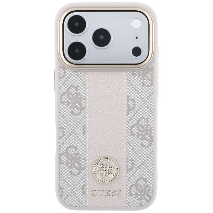 Etui Guess 4G with Stripe Round and Classic Logos MagSafe do iPhone 18 Pro / 17 Pro różowy