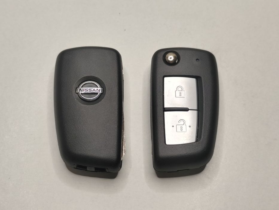 Carcaça Chave Capa Nissan Qashqai Juke Micra X-Trail Pulsar Canivete Retrátil 2 3 Botões Prateados Lâmina NSN14 Capa Substituição Emblema Novo
