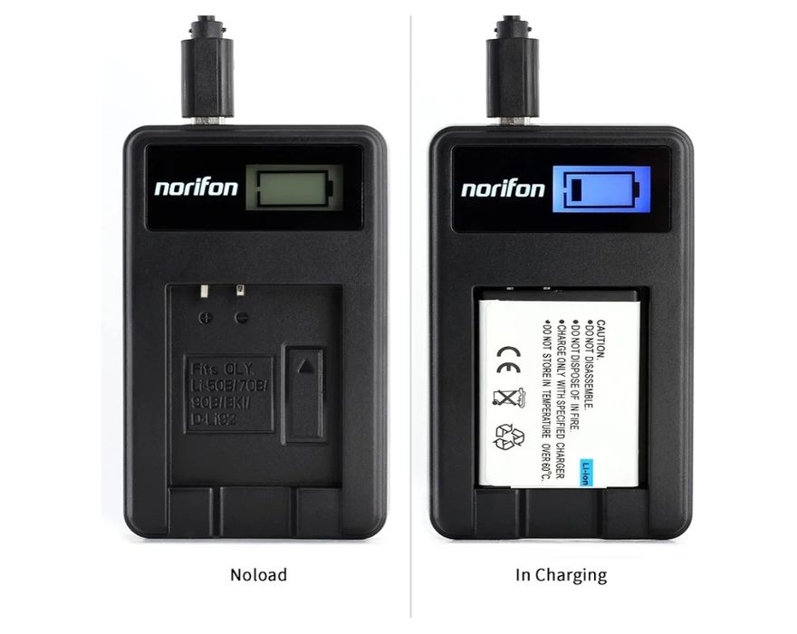 Зарядний пристрій Norifon LI-70B з РК-дисплеєм та USB для камер Olympus