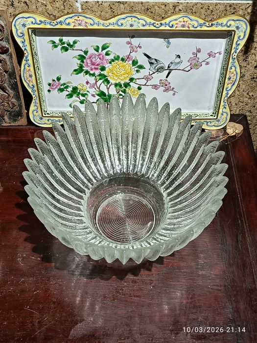 Fruteiro taça Cristal Antigo 23,5 cm diâmetro