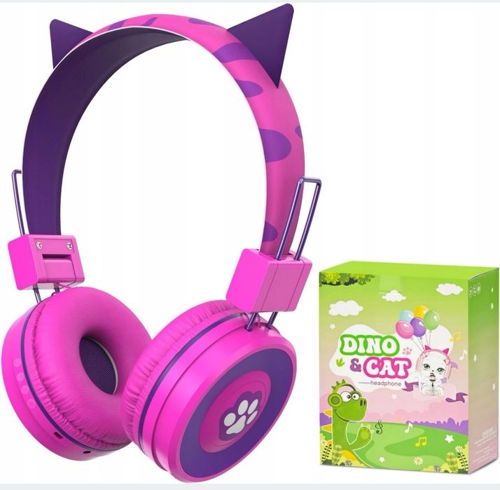 Słuchawki nauszne dla dzieci na uszy JYPS fioletowe przewodowe AUX