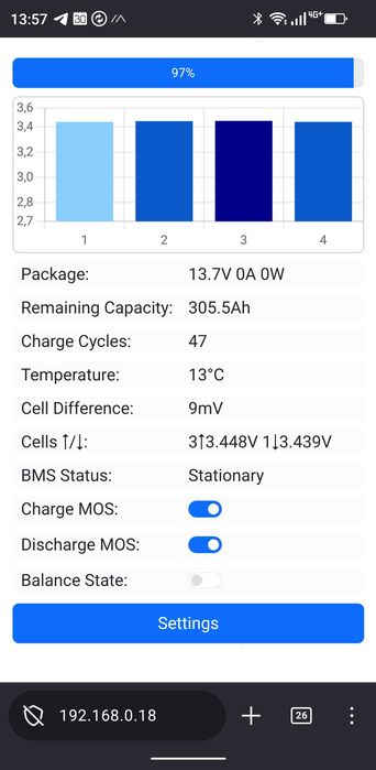 Smart BMS DALY 100 BALANCE WIFI Module WEB + MQTT +  HomeAssistant