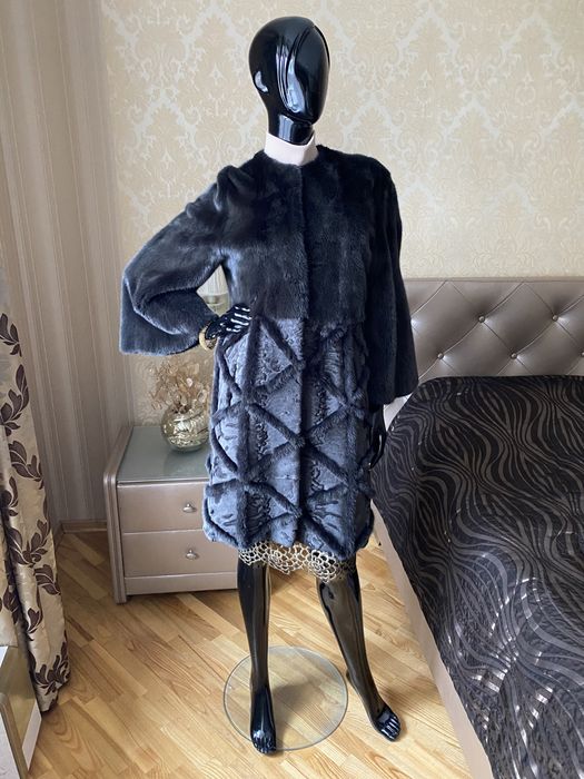 26.11 Київ! Норкова шуба Zana, 90 см, 42-46, свакара, зелена, норка