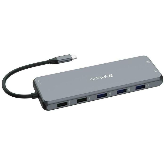 Verbatim Adapter Hub USB-C - 2xHDMI/DP/ Eternet/6xUSB-A/Jack 3.5mm/2xUSB-C aluminiowy/aluminum 32153