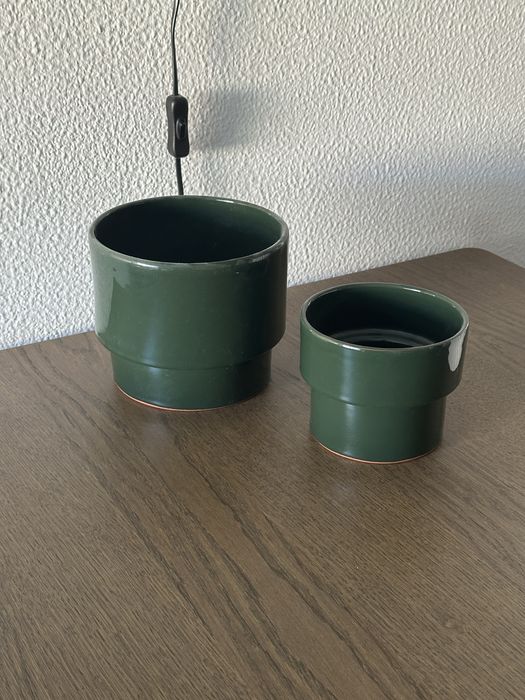 Conjunto vasos cerâmica verde 15 e 20cm - H&M Home
