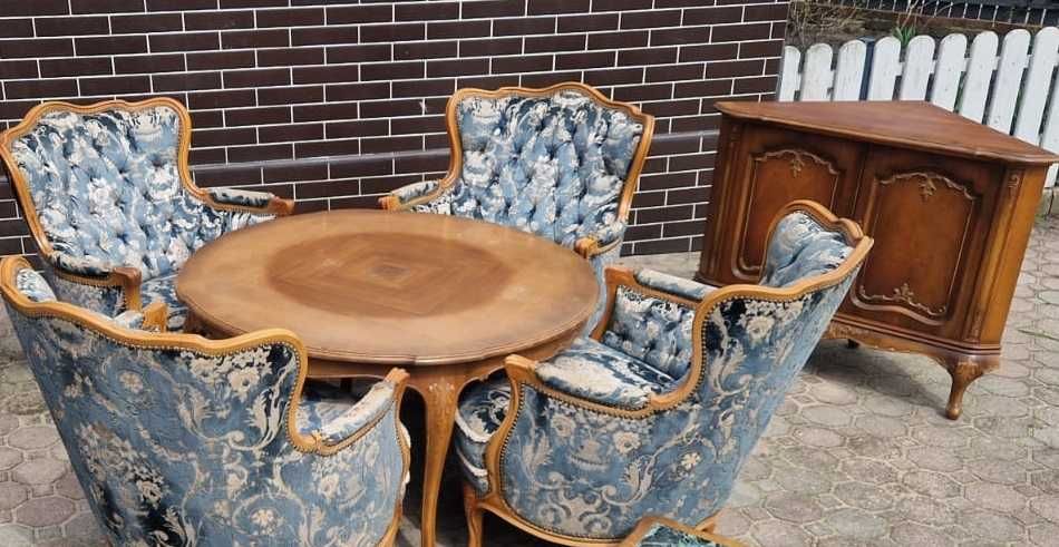 Zestaw mebli antycznych stół ława fotel komoda antyk vintage