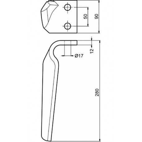Nóż do brony aktywnej L:280mm Maschio