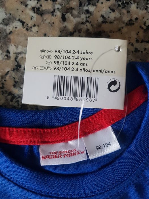 T-Shirt SPIDERMAN MARVEL - Tamanho 2-4 Anos