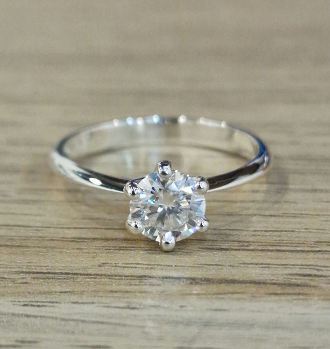 925 Pierścionek Zaręczynowy Moissanit 1.0 ct GRA CERTYFIKAT