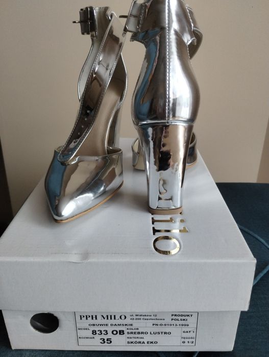 Czółenka srebrne MILO, rozm. 35