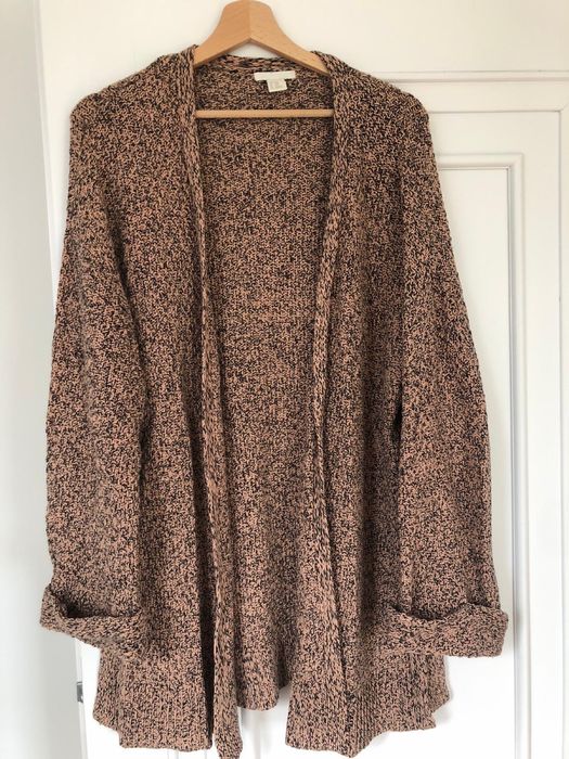 Długi kardigan sweter melanżowy H&M XS/S 34/36