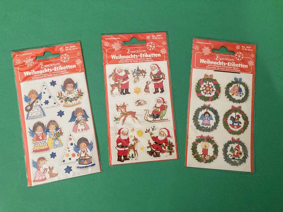 Lote 3 Embalagens Autocolantes de Natal Anos 80 Zweckform