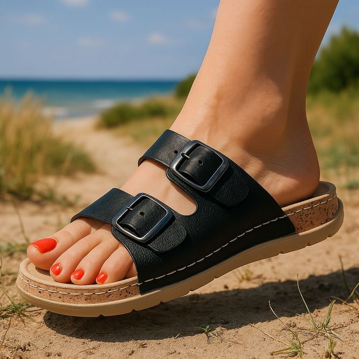 Klapki Damskie Dwa Paski Skóra Wkładka 4030 BK roz. 37