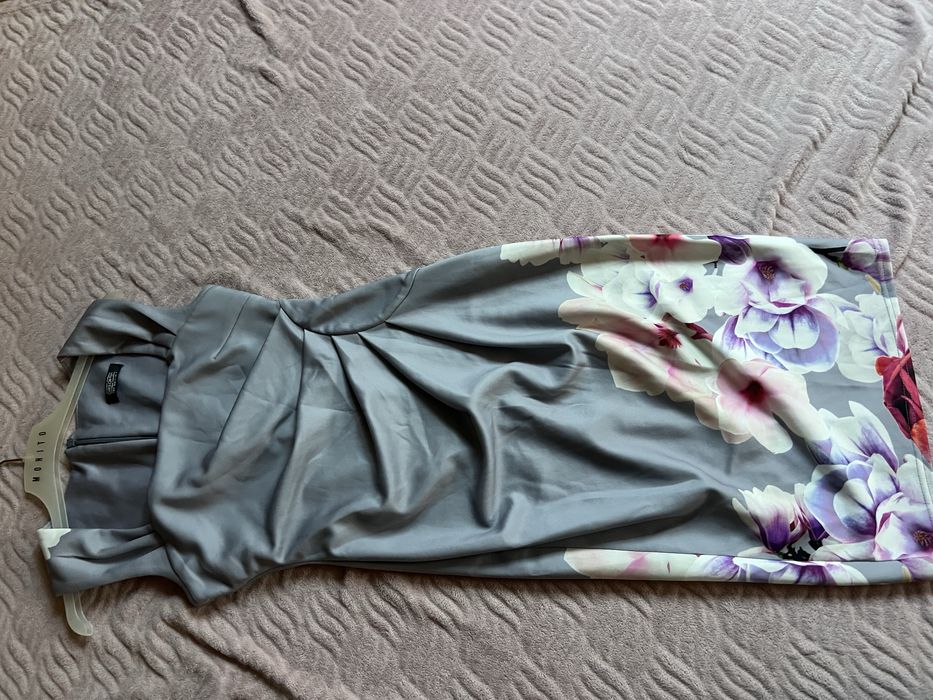 Piękna sukienka damska S błekitna kwiaty sukienka na wesele